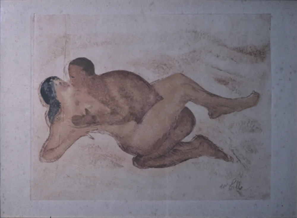 Couple couché enlacé