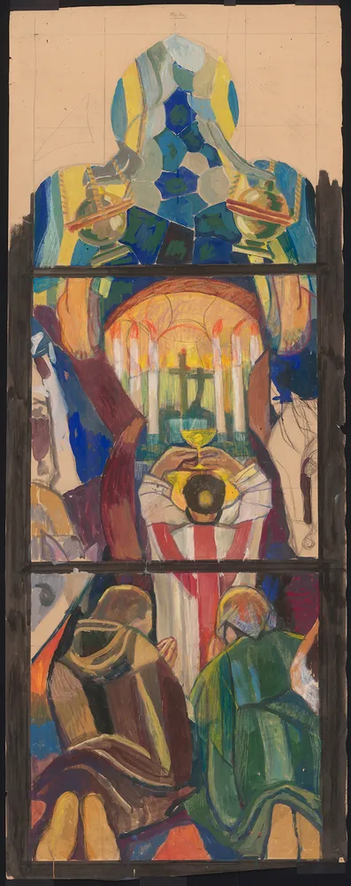 Les pèlerins au tombeau des martyrs de la Légion Thébaine : fenêtre centrale