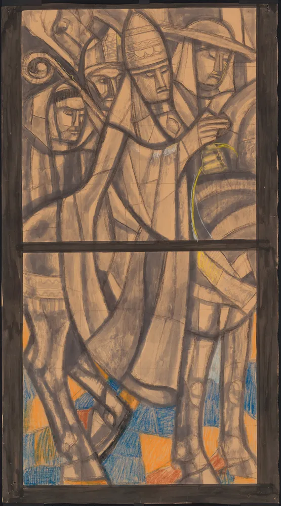 Les pèlerins au tombeau des martyrs de la Légion Thébaine : fenêtre gauche